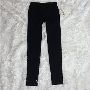 NWT Pink Rose  Black Leggings